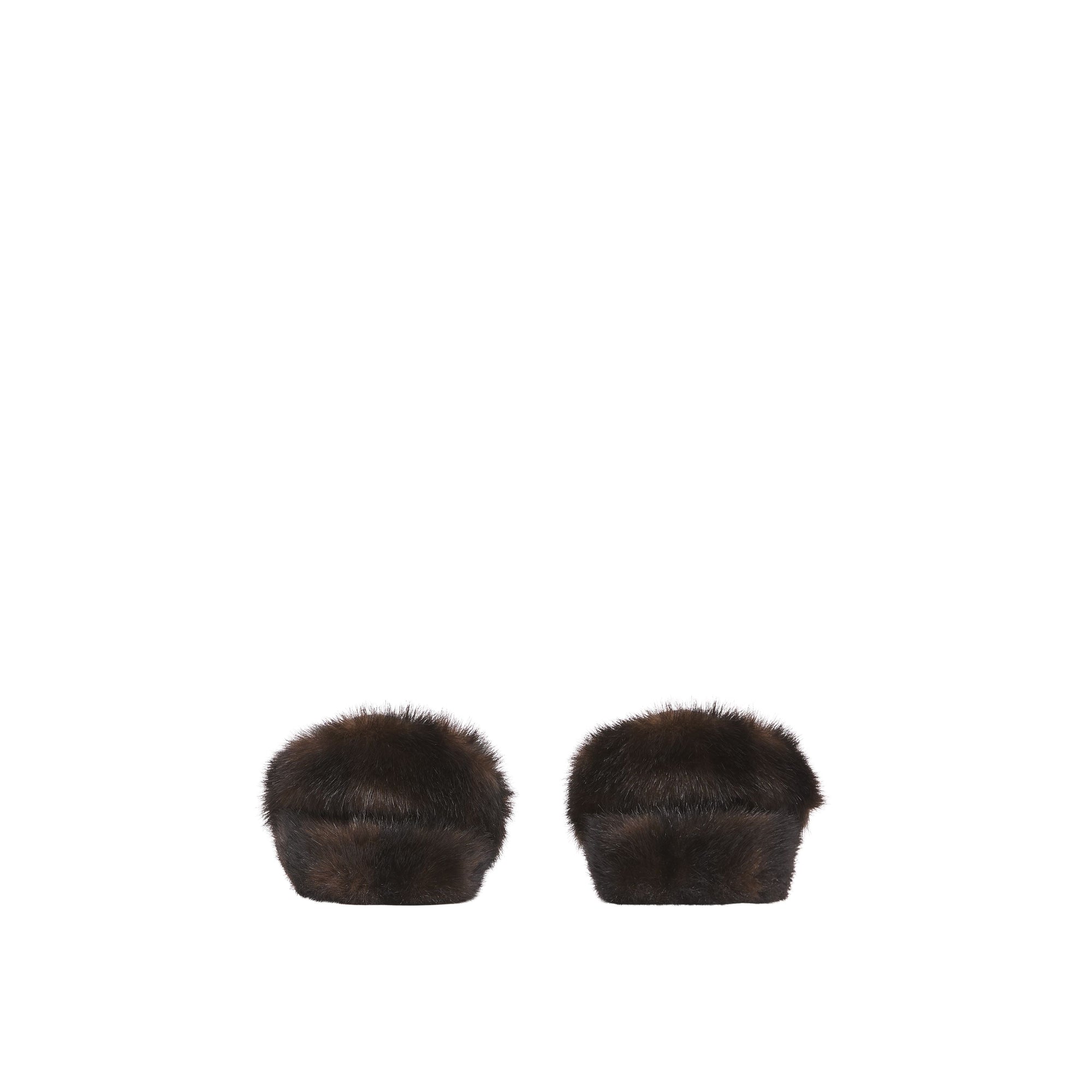 Mules en cuir à talon ouvert avec fausse fourrure - Black
