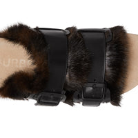 Sandales en cuir et fausse fourrure - Black