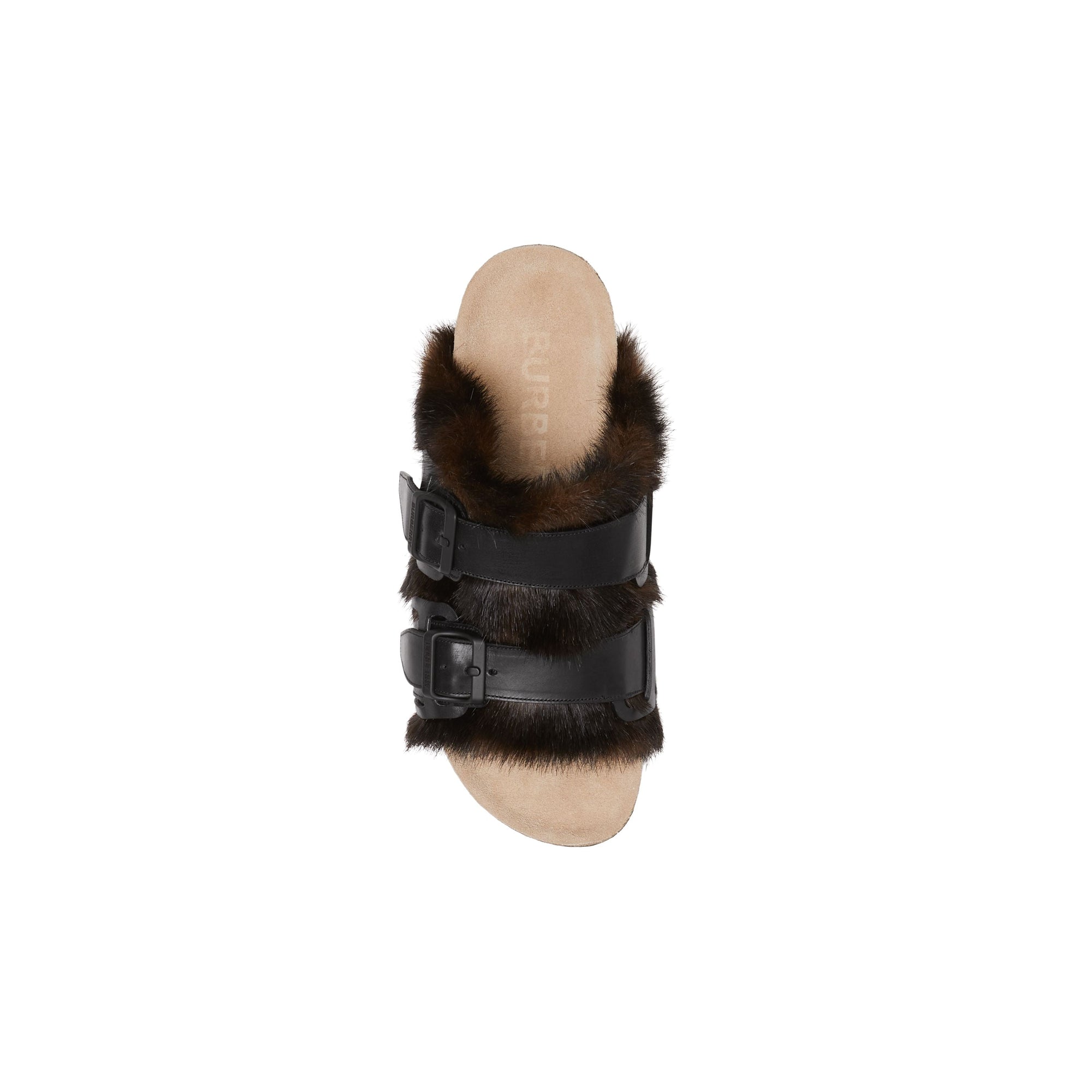 Sandales en cuir et fausse fourrure - Black