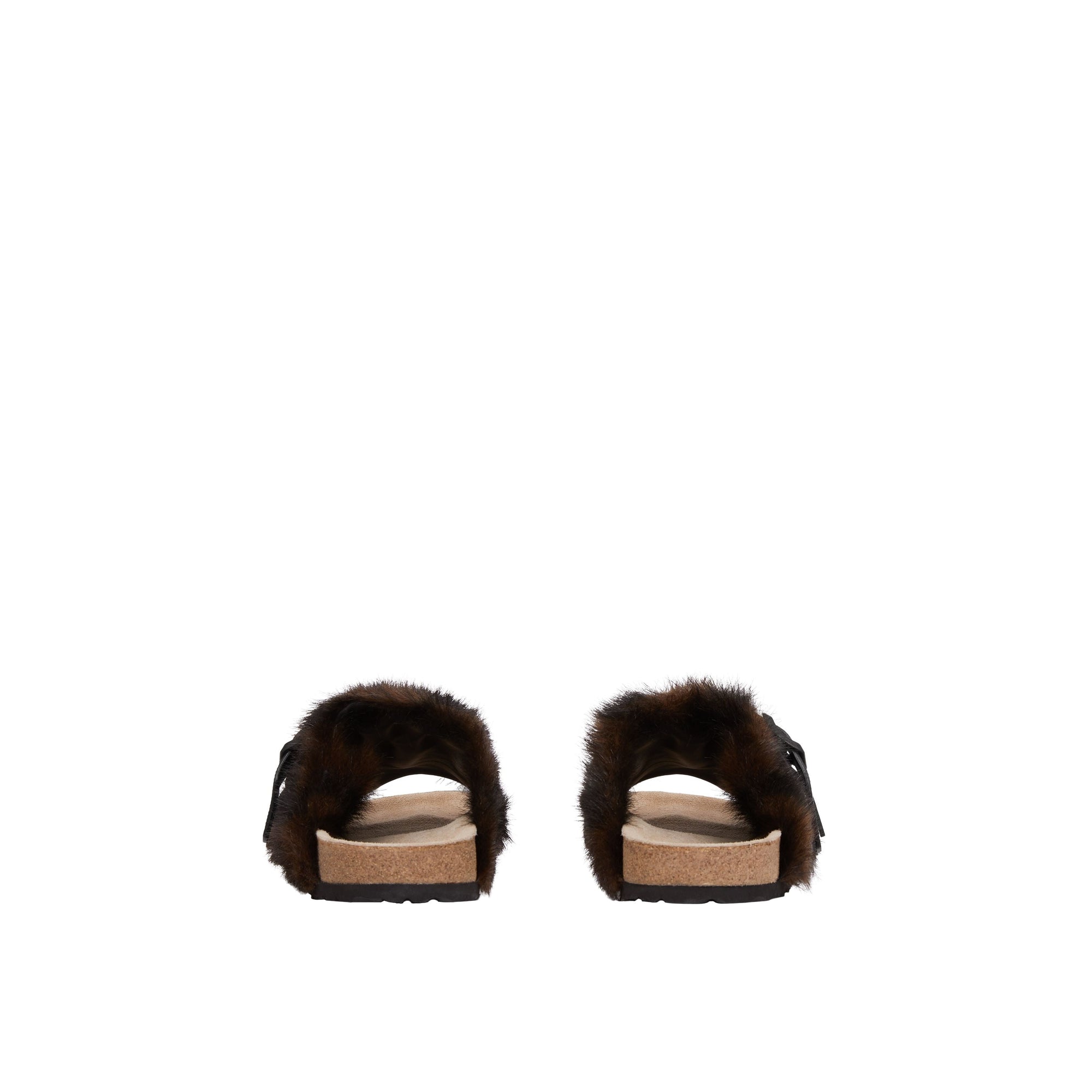Sandales en cuir et fausse fourrure - Black