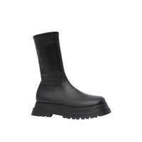 Bottines en cuir et cuir d'agneau - Black