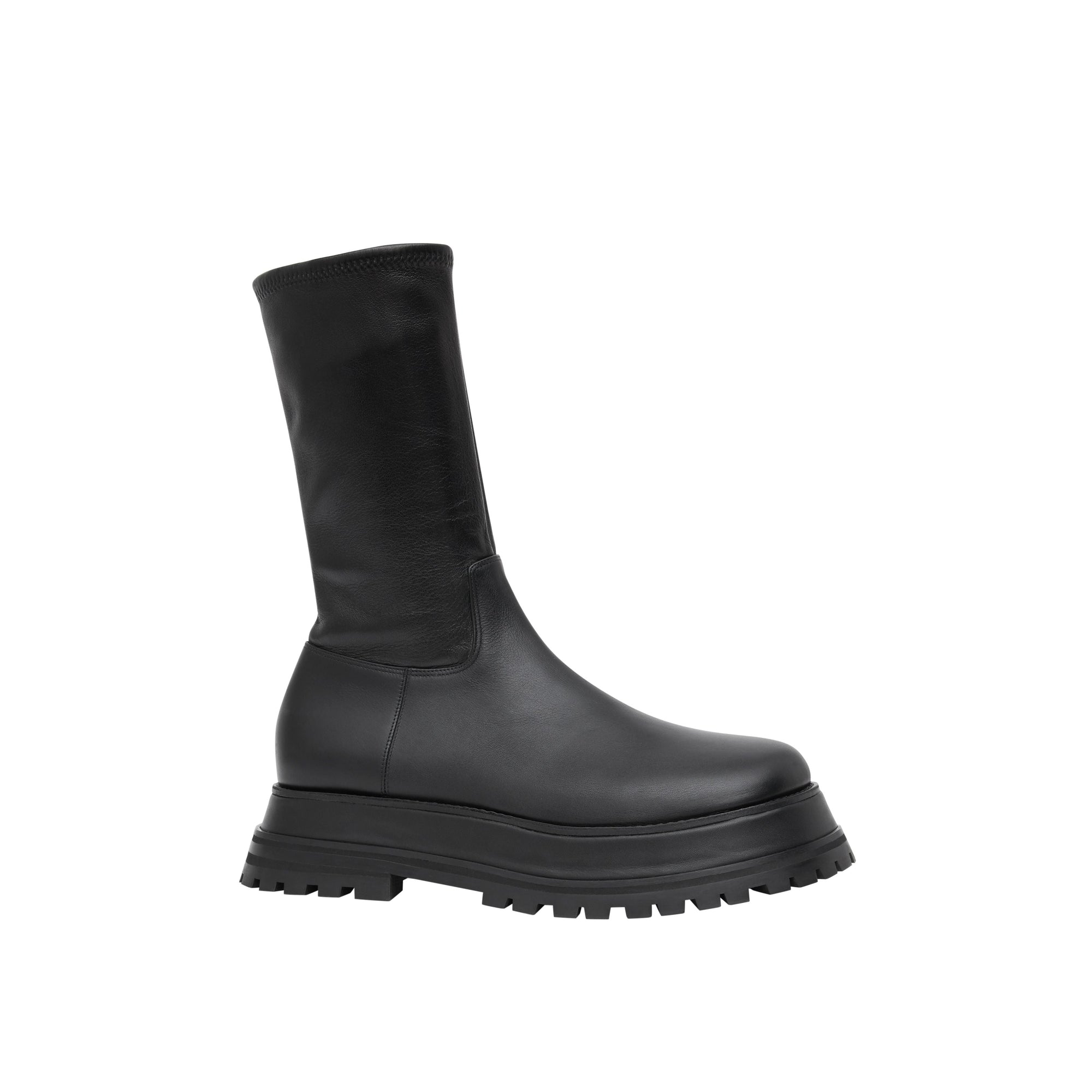Bottines en cuir et cuir d'agneau - Black
