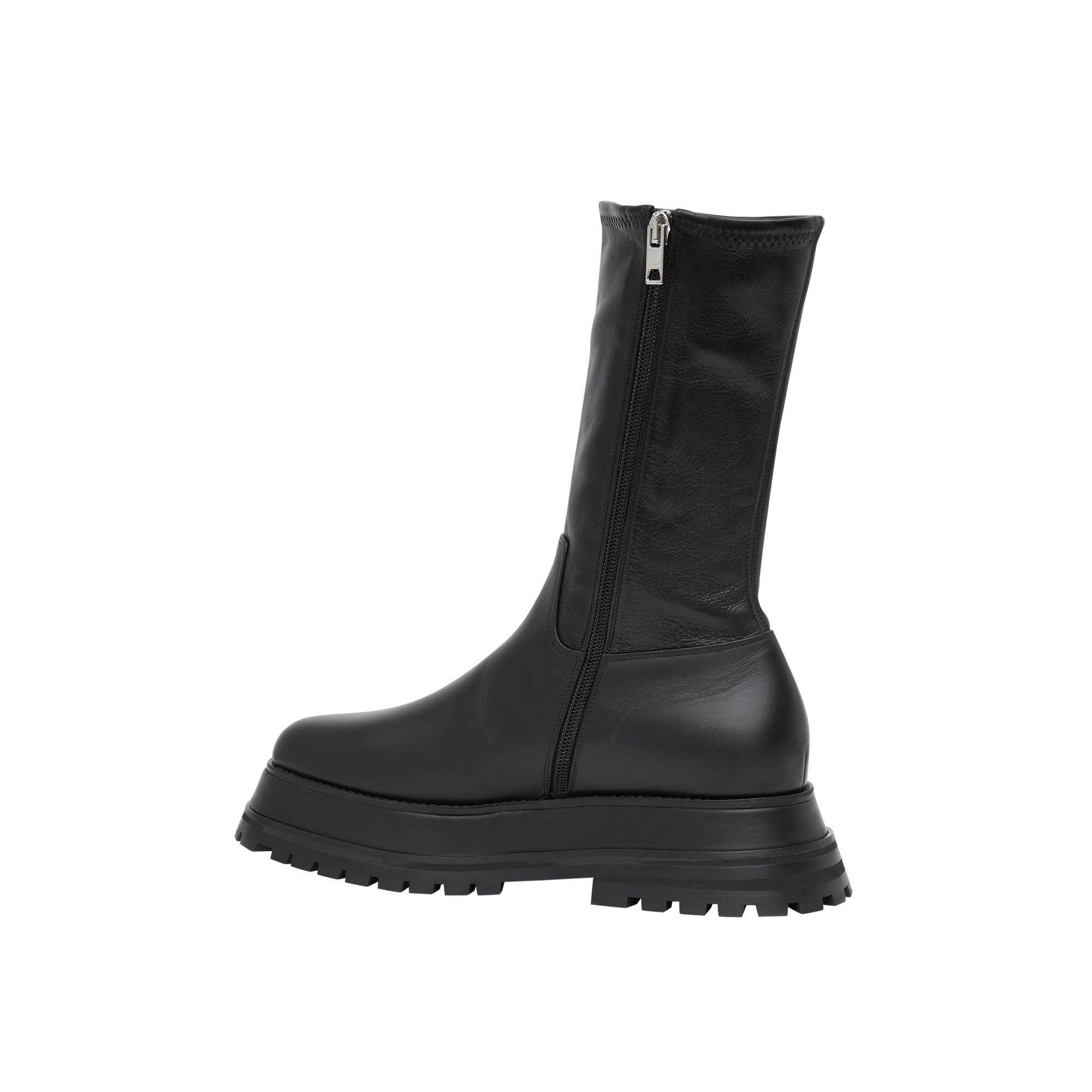 Bottines en cuir et cuir d'agneau - Black
