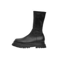 Bottines en cuir et cuir d'agneau - Black