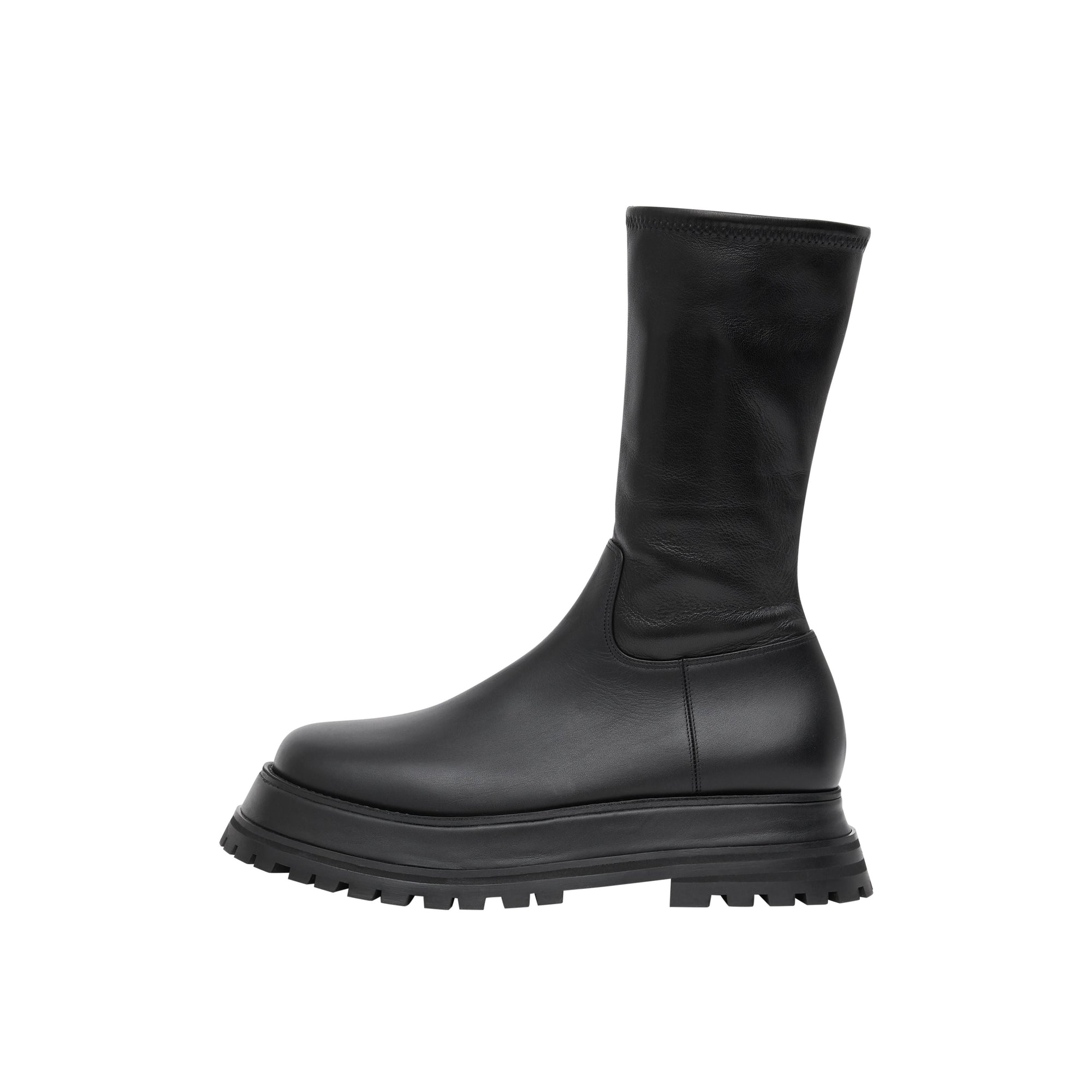Bottines en cuir et cuir d'agneau - Black