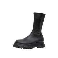 Bottines en cuir et cuir d'agneau - Black