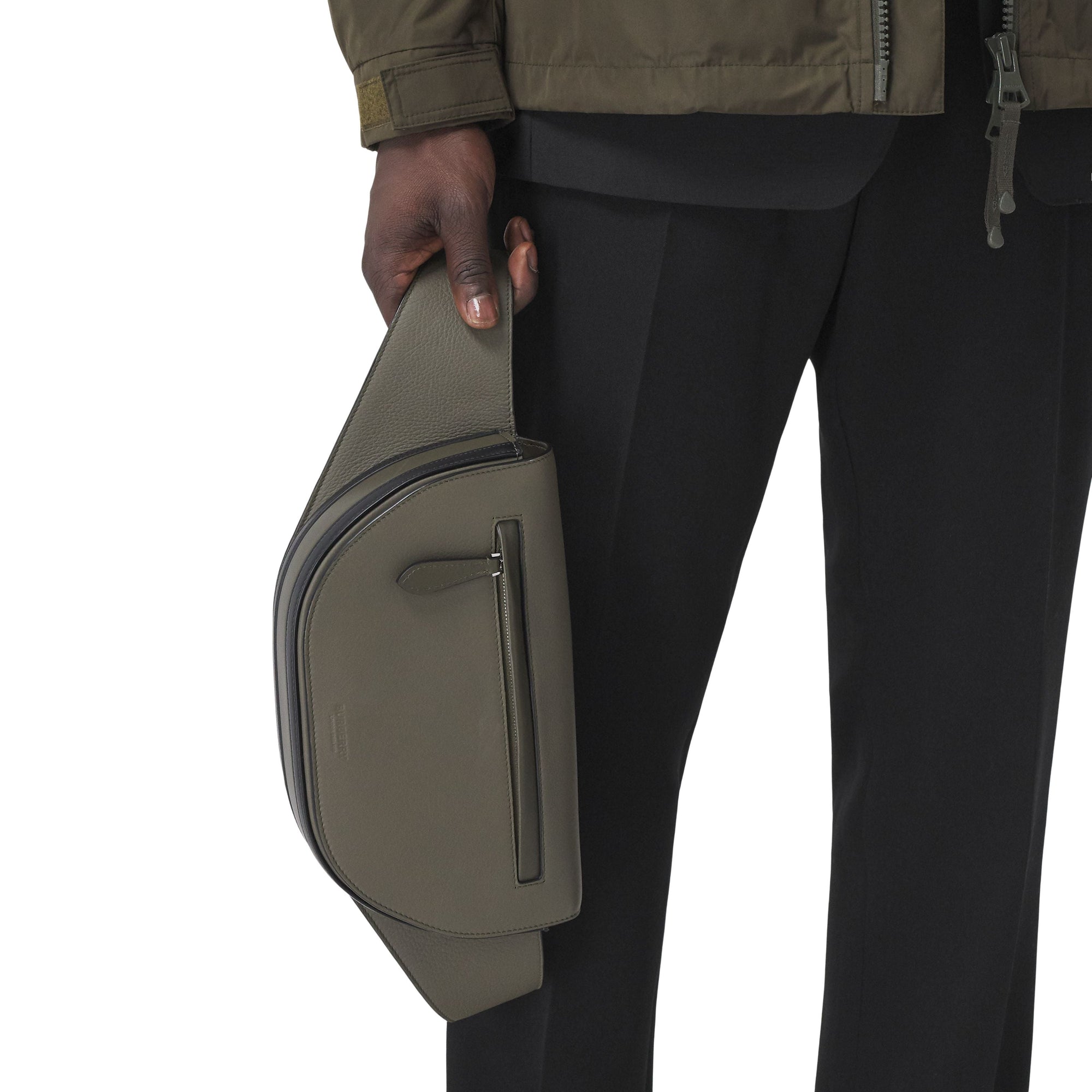 Petit sac banane Olympia en cuir grainé - Poplar Green & Black