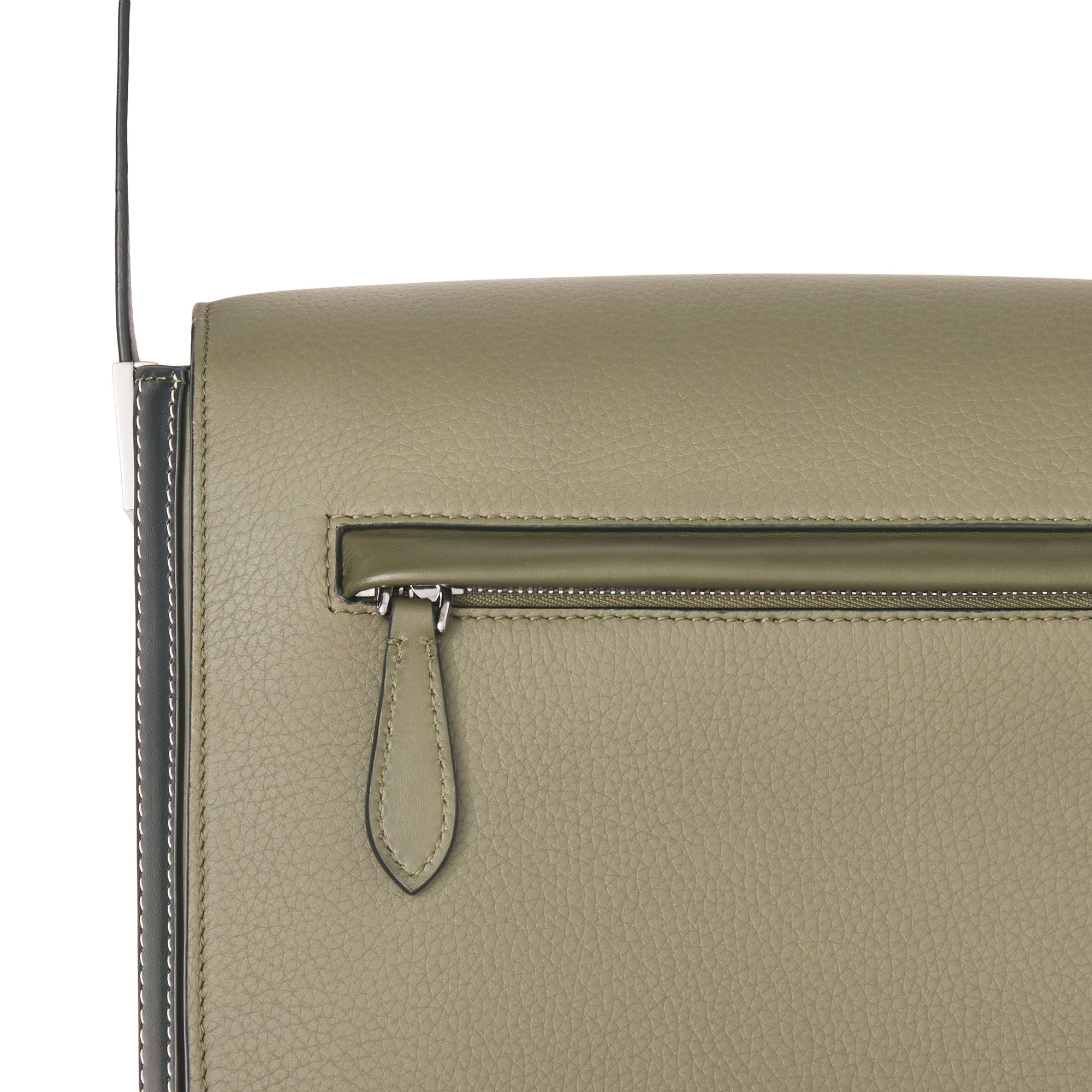 Petit sac Messenger en cuir grainé - Poplar Green & Black