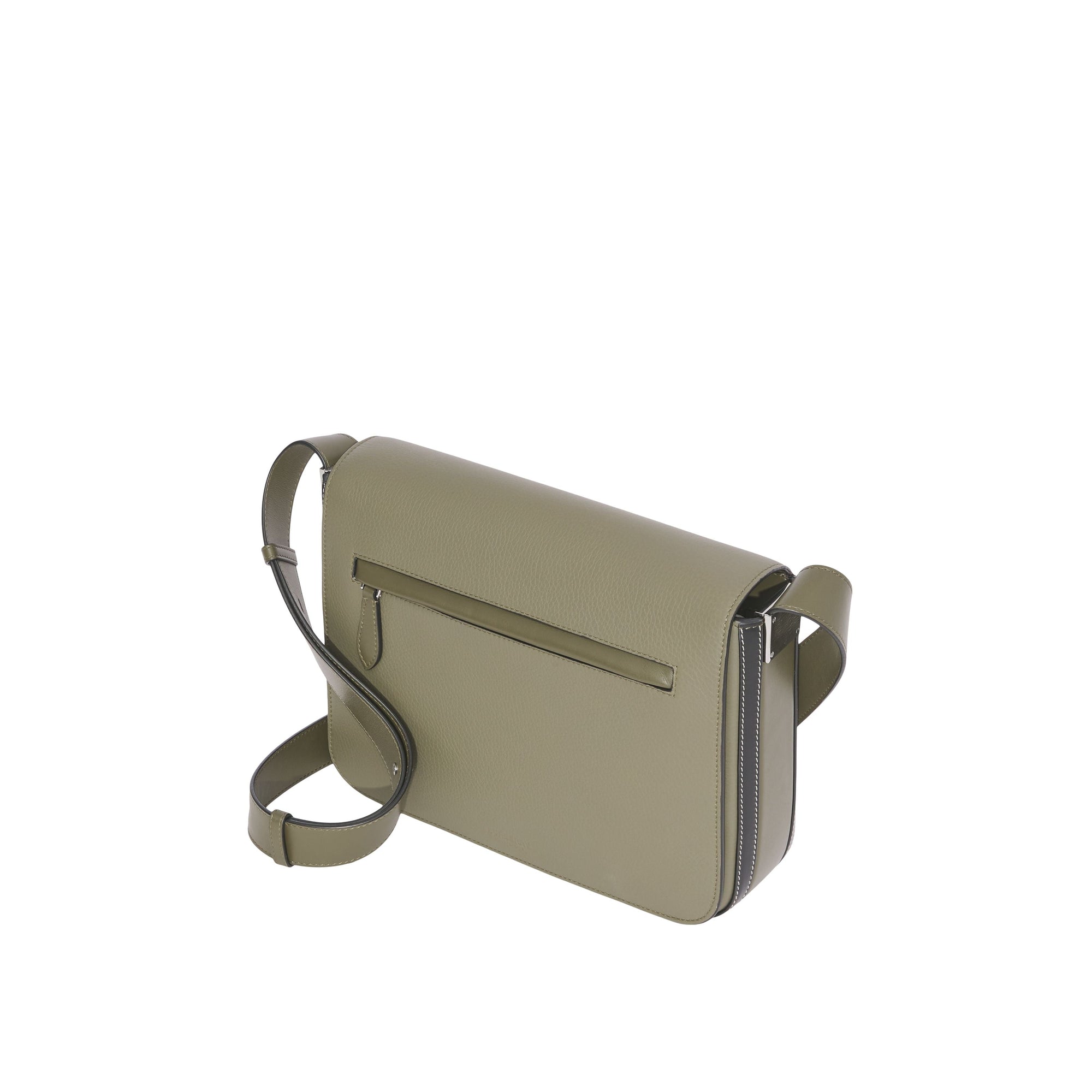 Petit sac Messenger en cuir grainé - Poplar Green & Black