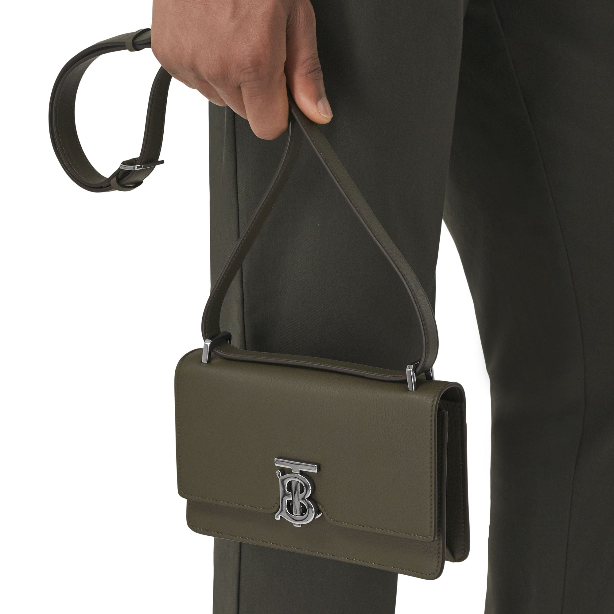 Pochette Robin en cuir grainé - Military Khaki