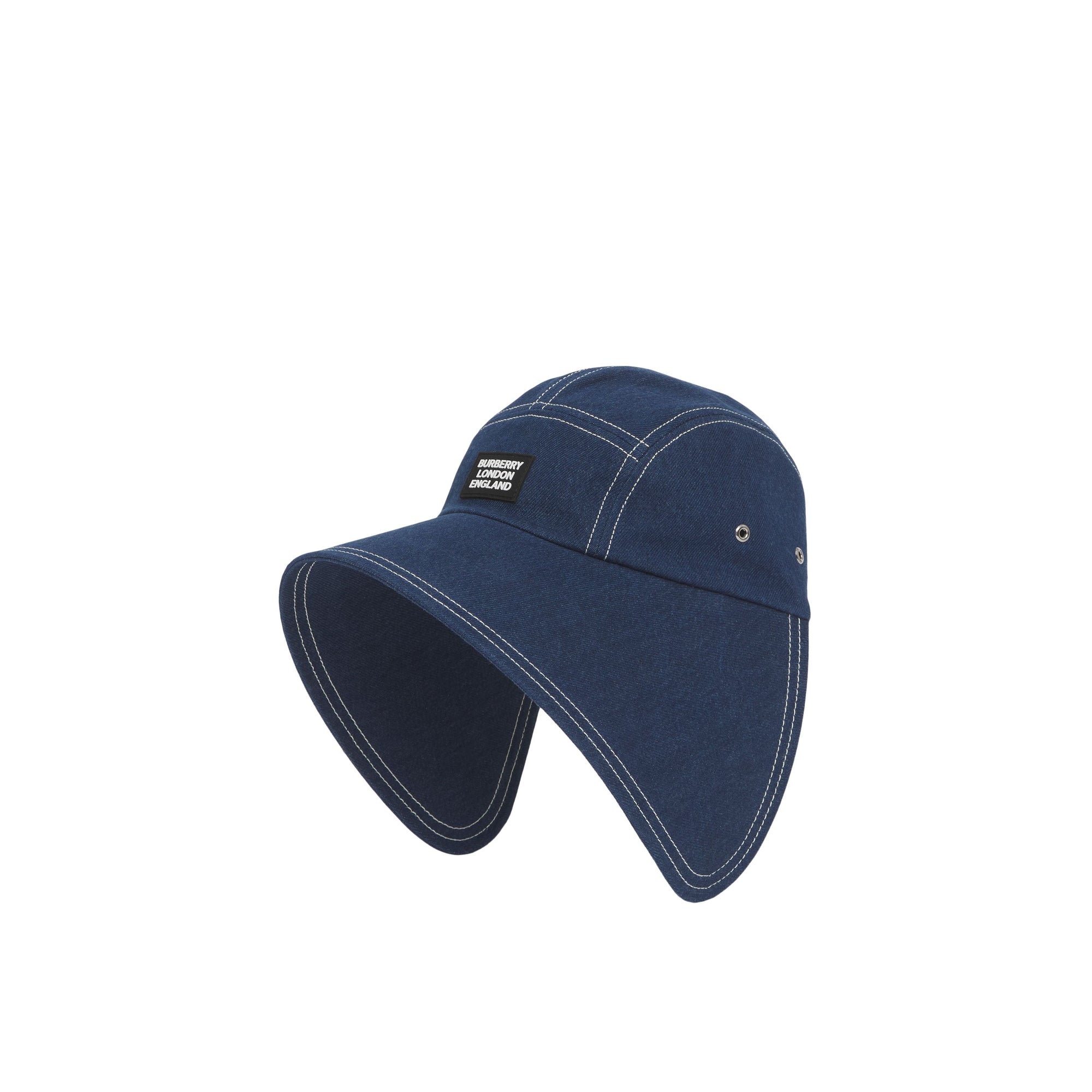 Casquette en denim à bords larges avec logo - Blue