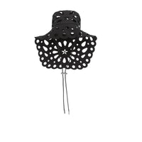 Chapeau de pêcheur en broderie anglaise et gabardine de coton - Black