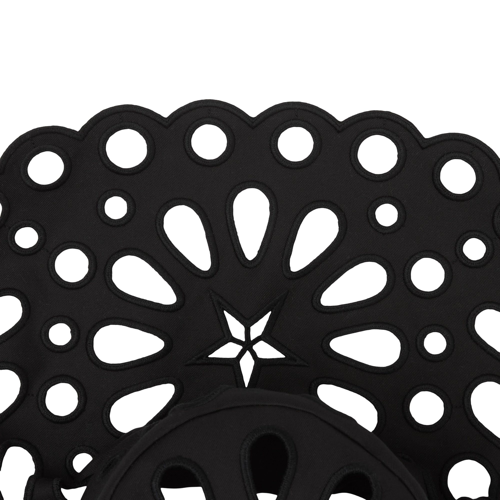 Chapeau de pêcheur en broderie anglaise et gabardine de coton - Black
