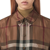 Chemise en sergé de soie check - Birch Brown