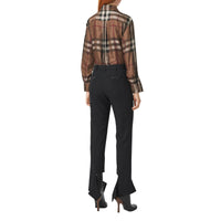 Chemise en sergé de soie check - Birch Brown