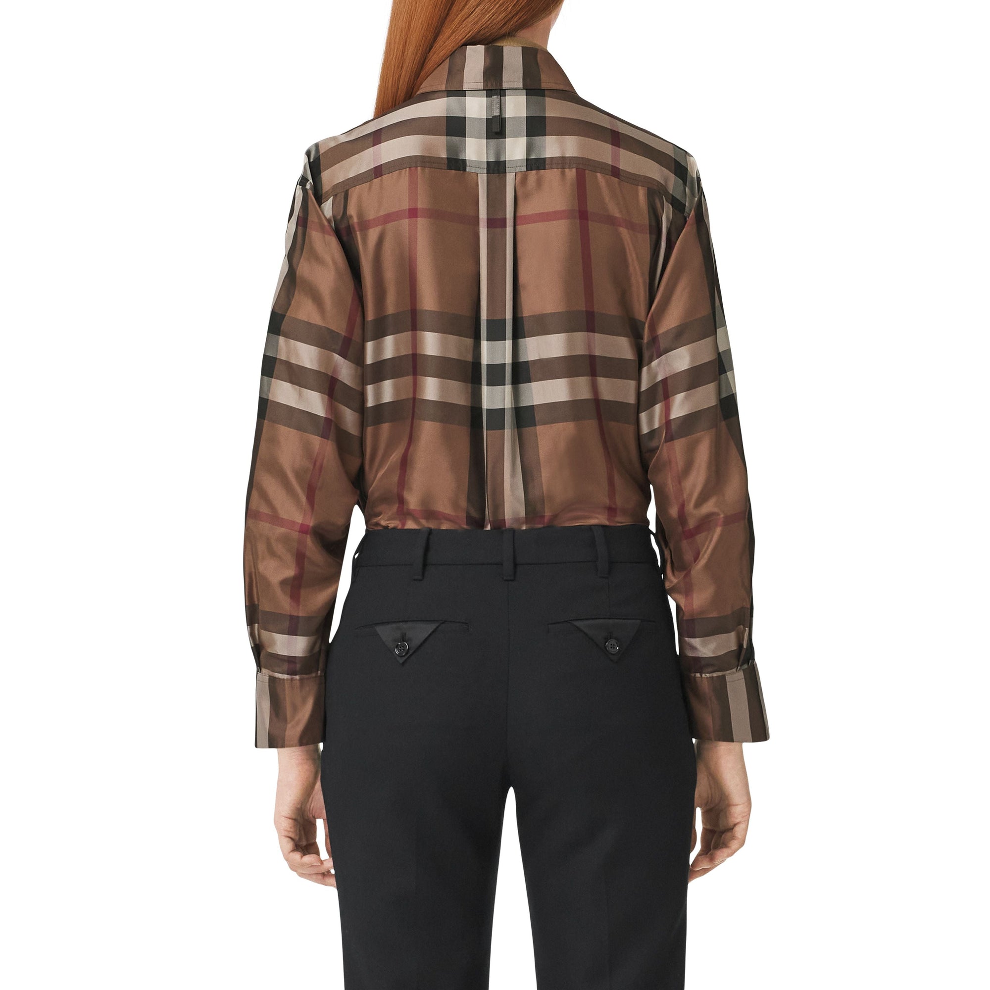 Chemise en sergé de soie check - Birch Brown