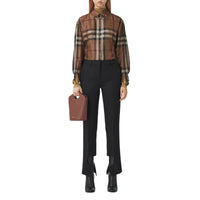 Chemise en sergé de soie check - Birch Brown