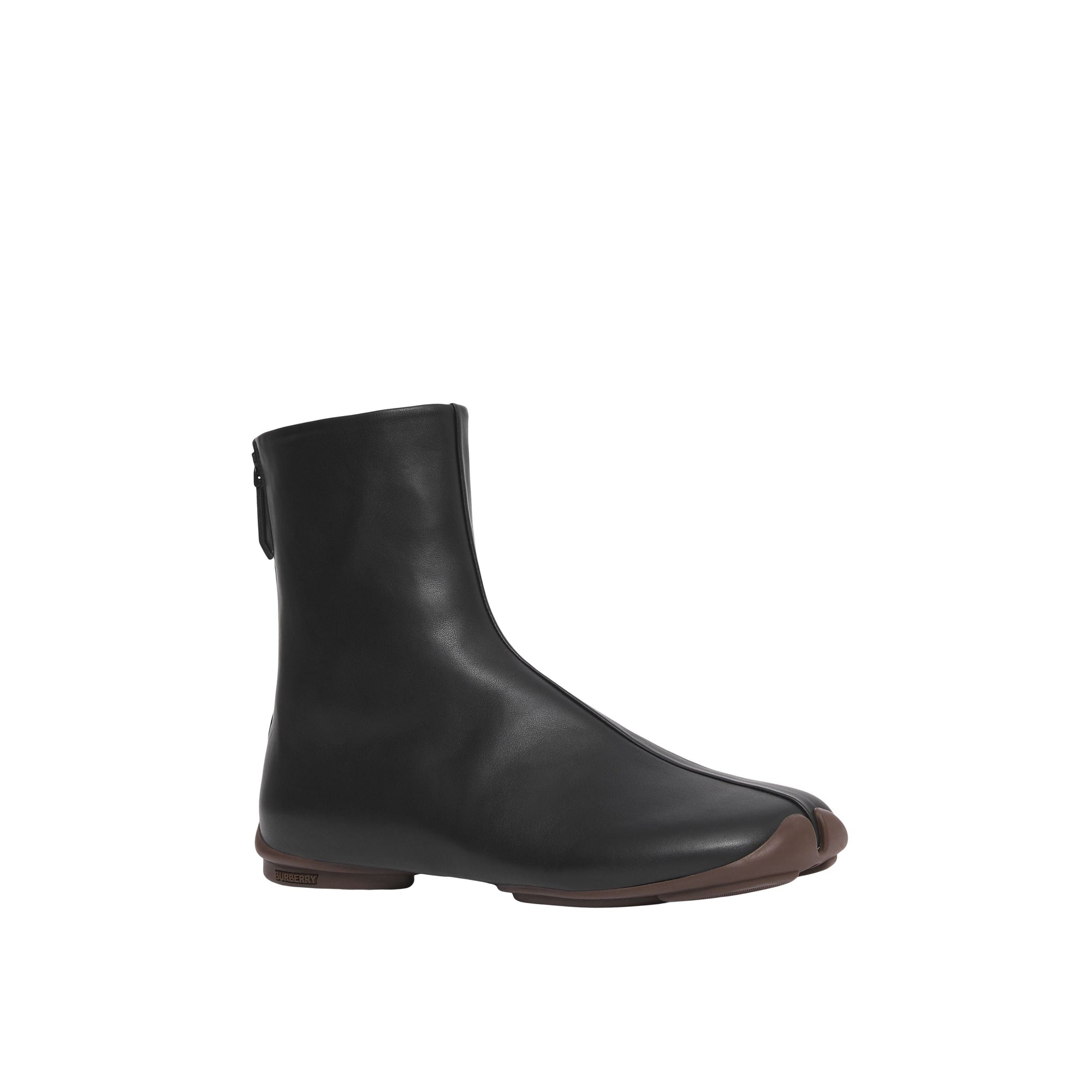 Bottines façon chaussettes en cuir Phoenix - Black & Ebony Brown