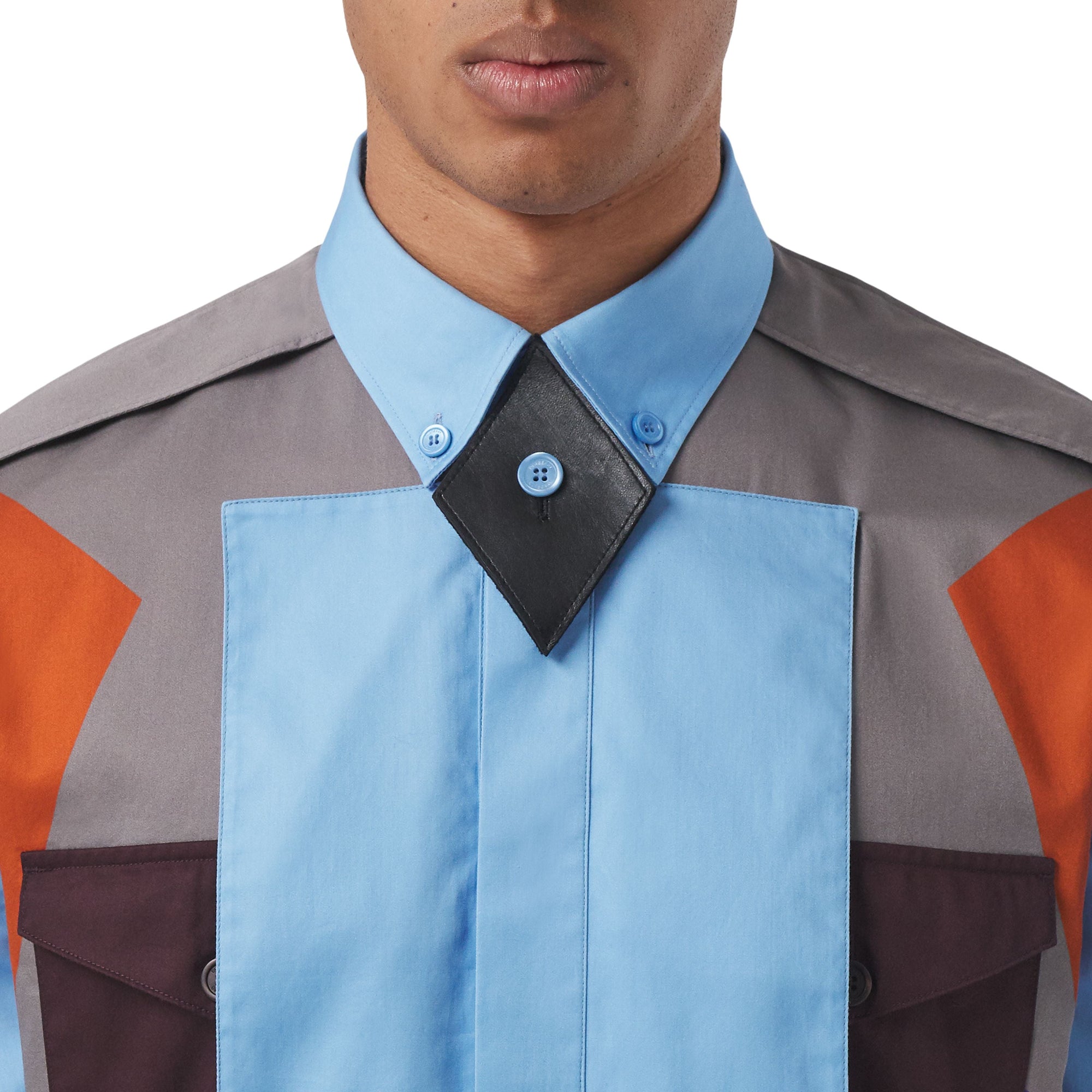 Chemise en coton à imprimé géométrique - Oceanic Blue