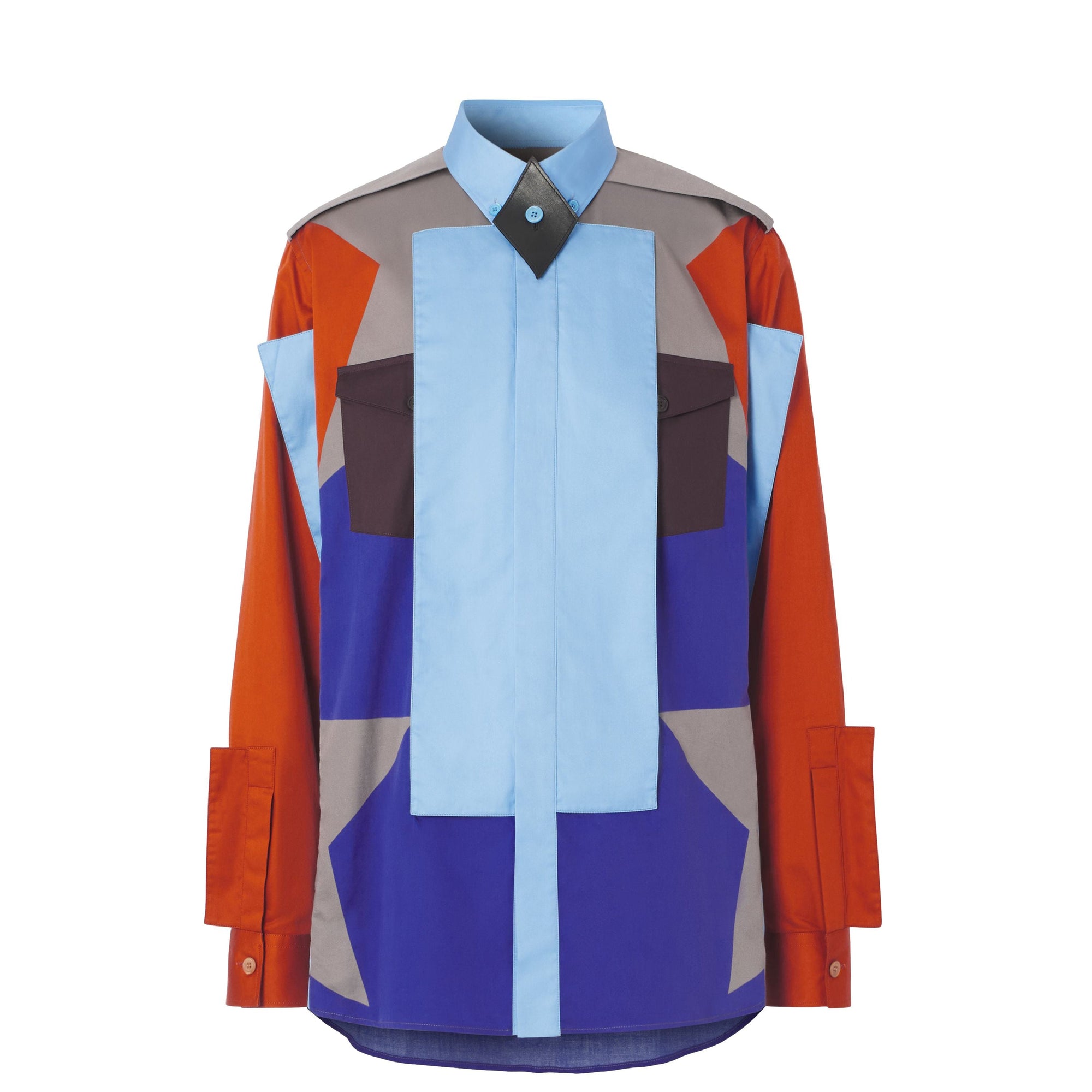 Chemise en coton à imprimé géométrique - Oceanic Blue