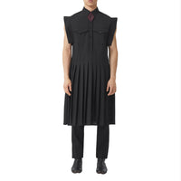 Robe chemise plissée en mohair et laine - Black
