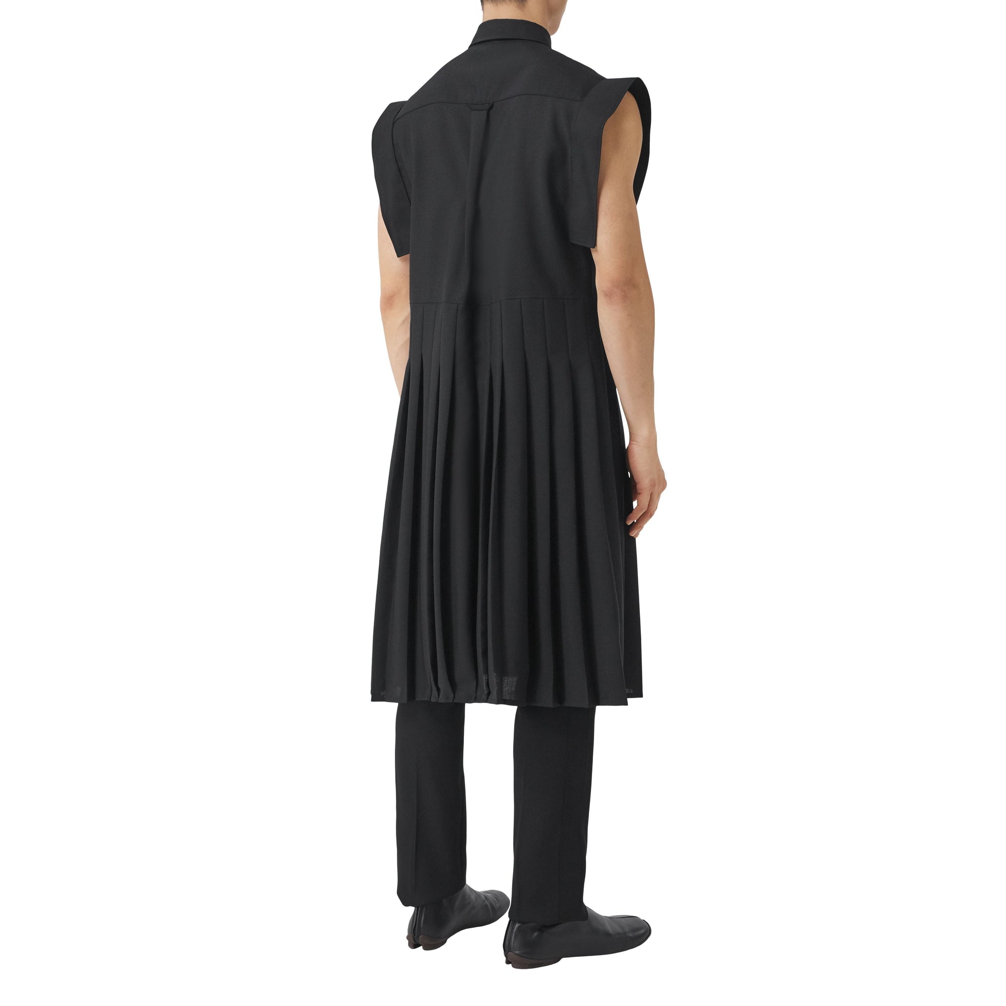 Robe chemise plissée en mohair et laine - Black
