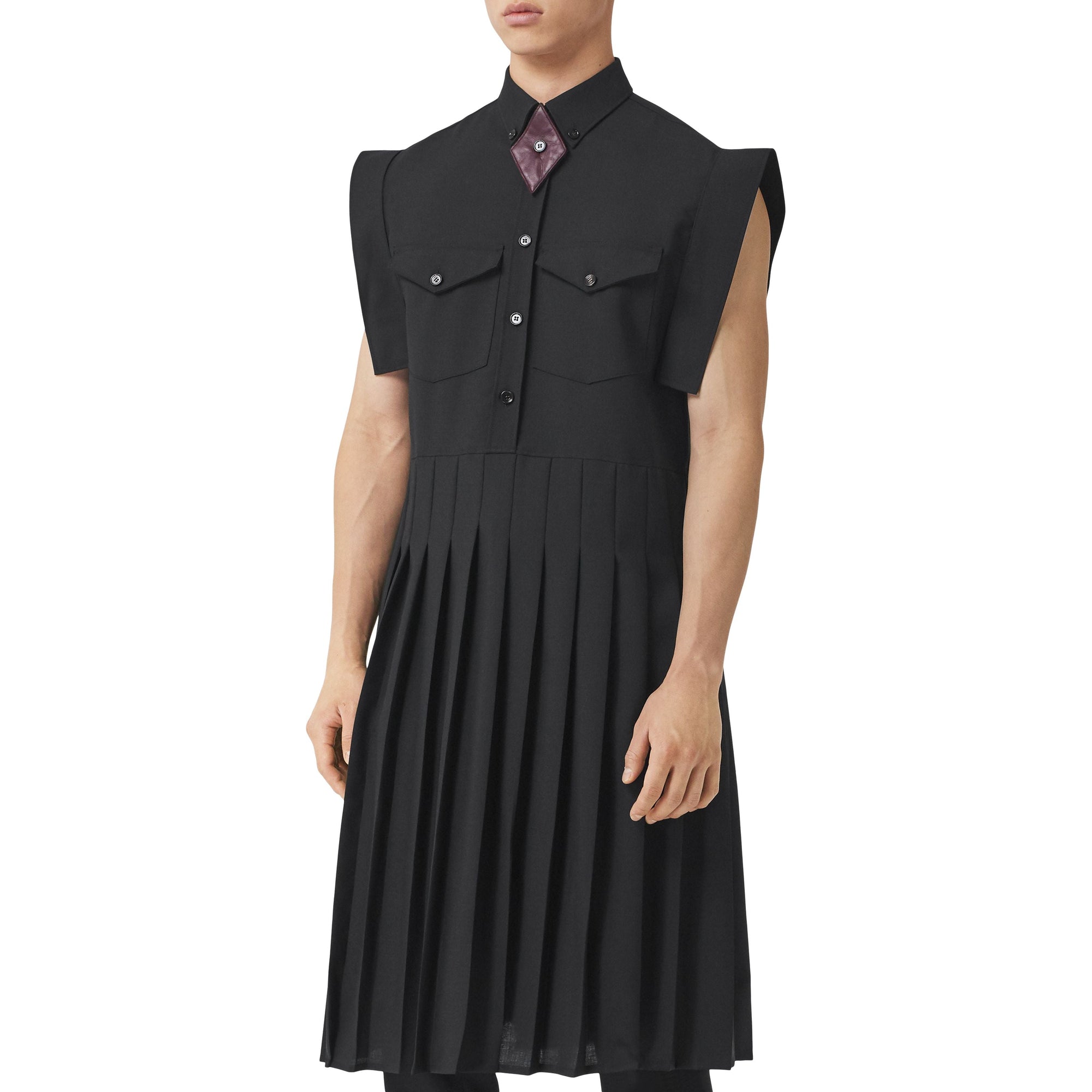 Robe chemise plissée en mohair et laine - Black