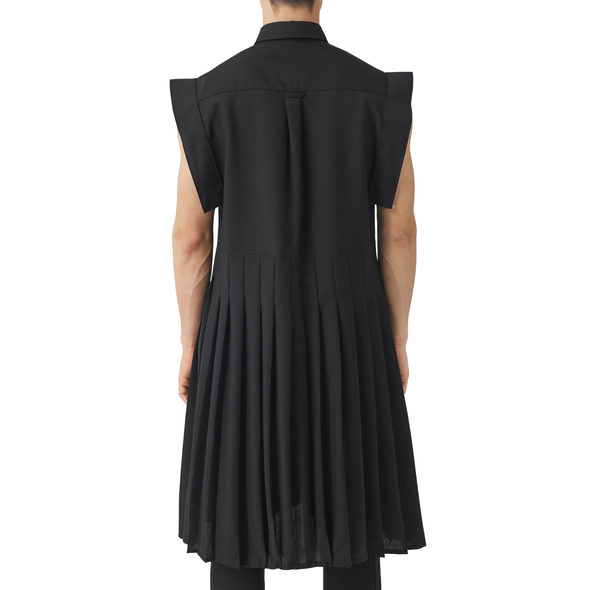 Robe chemise plissée en mohair et laine - Black