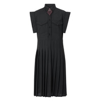 Robe chemise plissée en mohair et laine - Black