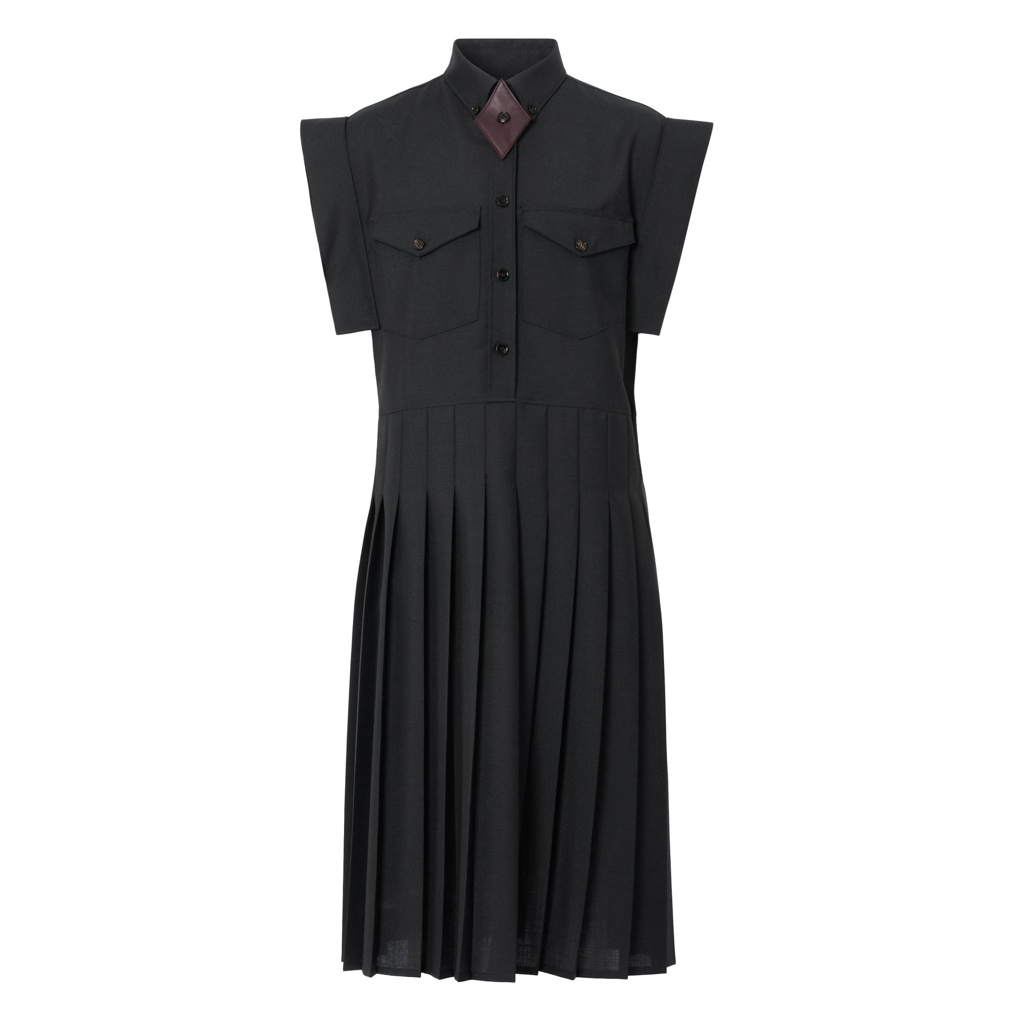 Robe chemise plissée en mohair et laine - Black