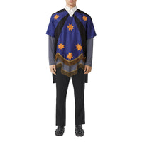 Chemise tunique imprimé géométrique avec franges en soie - Bright Navy
