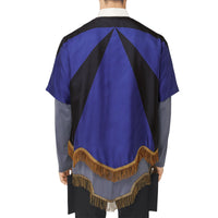 Chemise tunique imprimé géométrique avec franges en soie - Bright Navy