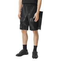 Short ajusté en laine grain de poudre à imprimé drapeau - Black