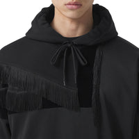 Hoodie en coton et velours avec détails drapeau en intarsia - Black