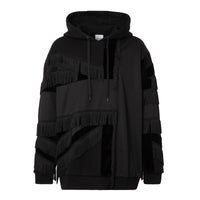 Hoodie en coton et velours avec détails drapeau en intarsia - Black