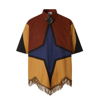 Chemise tunique en coton à imprimé géométrique - Khaki