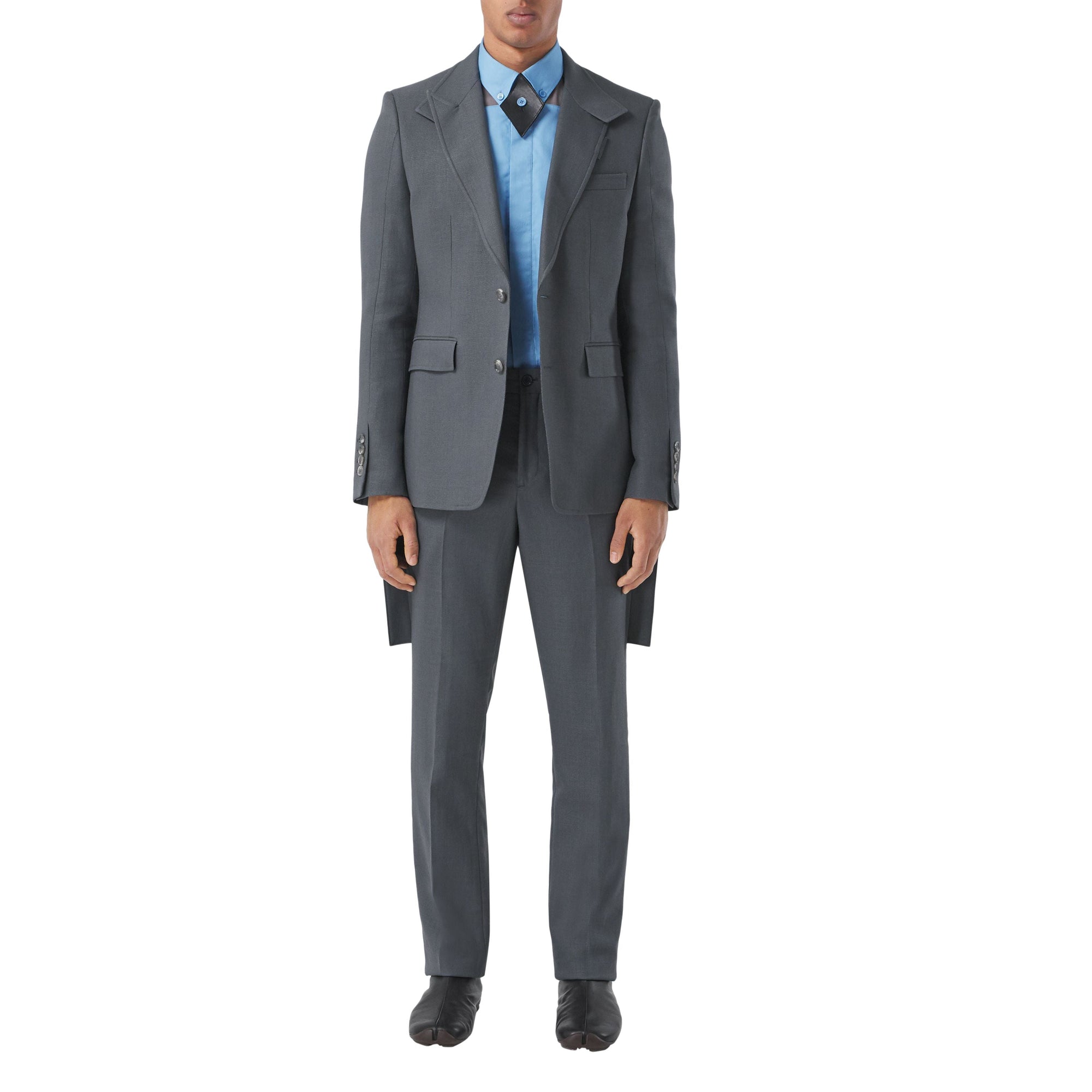 Pantalon de costume en laine et ramie avec panneaux - Tempest Grey