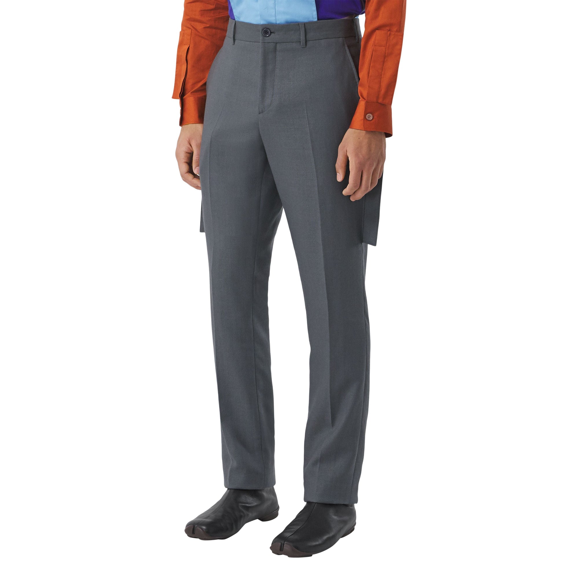 Pantalon de costume en laine et ramie avec panneaux - Tempest Grey