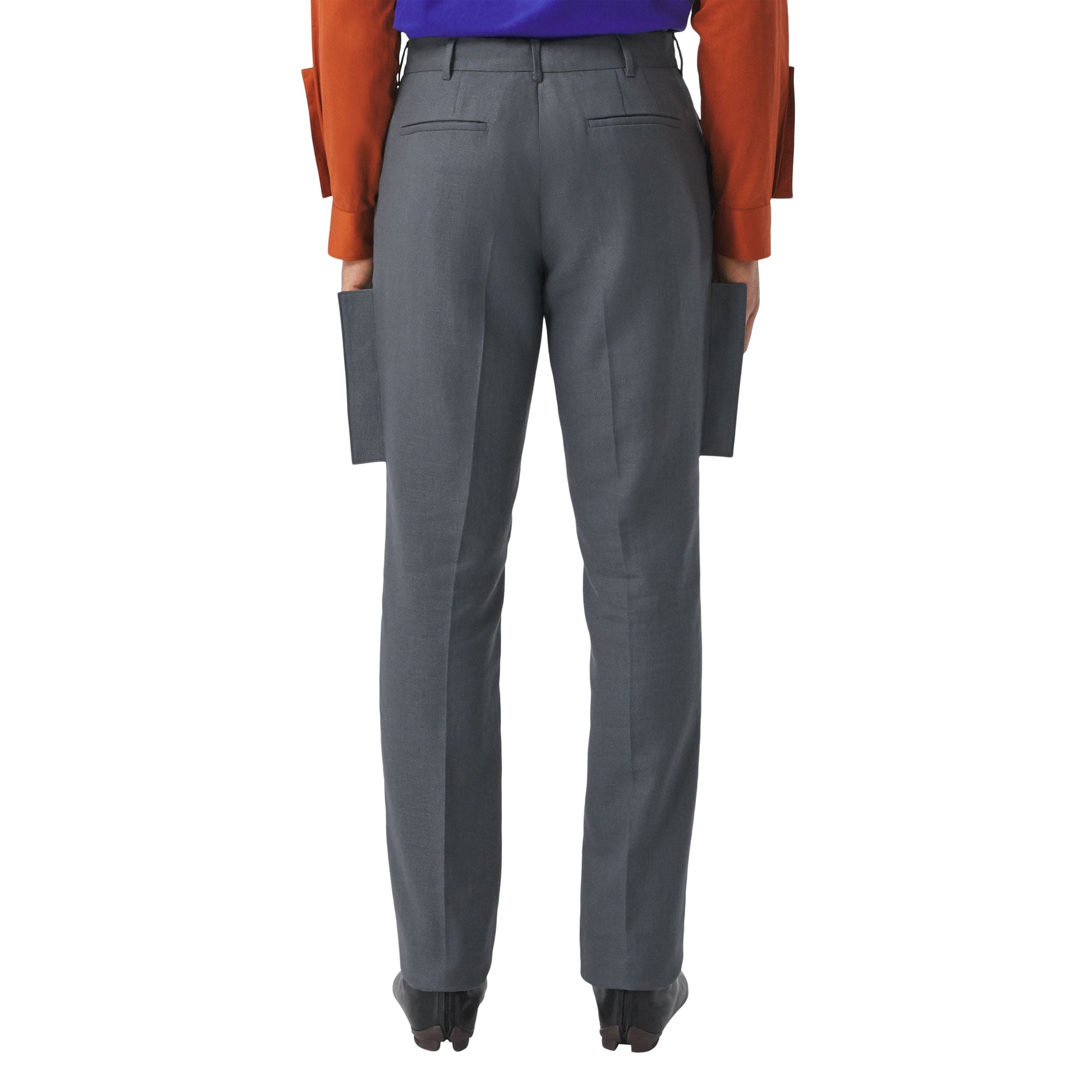 Pantalon de costume en laine et ramie avec panneaux - Tempest Grey