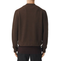 Pull en maille de laine côtelée avec détail sifflet plaqué or - Brown