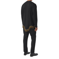 Haut à manches longues en coton avec franges en fil d'or - Black