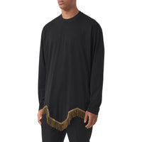 Haut à manches longues en coton avec franges en fil d'or - Black
