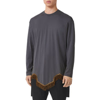 Haut à manches longues en coton avec franges en fil d'or - Tempest Grey