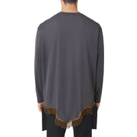 Haut à manches longues en coton avec franges en fil d'or - Tempest Grey