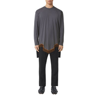 Haut à manches longues en coton avec franges en fil d'or - Tempest Grey