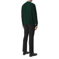 Pull en V en laine avec lettre - Alpine Green