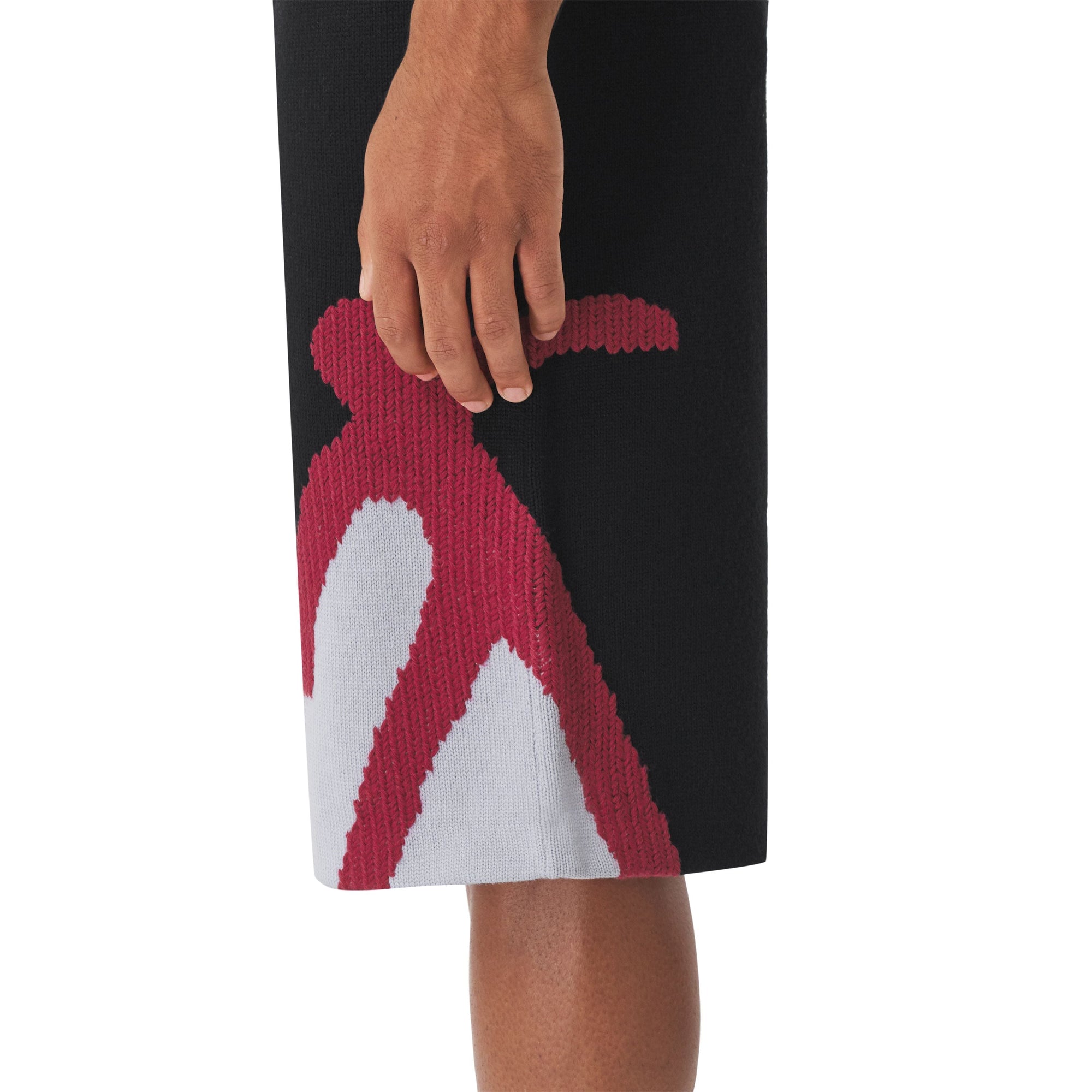 Short en laine à motif géométrique en intarsia - Black