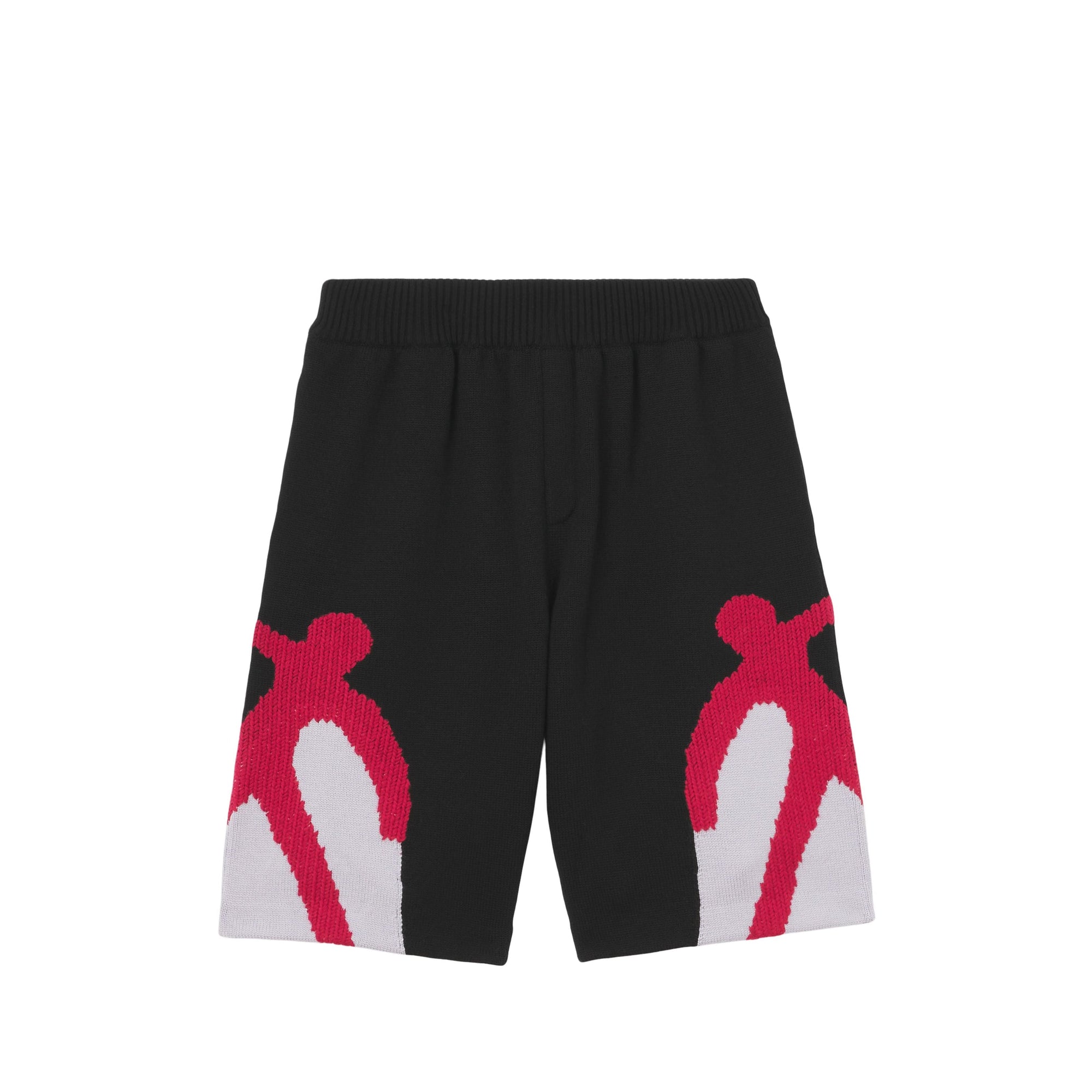 Short en laine à motif géométrique en intarsia - Black