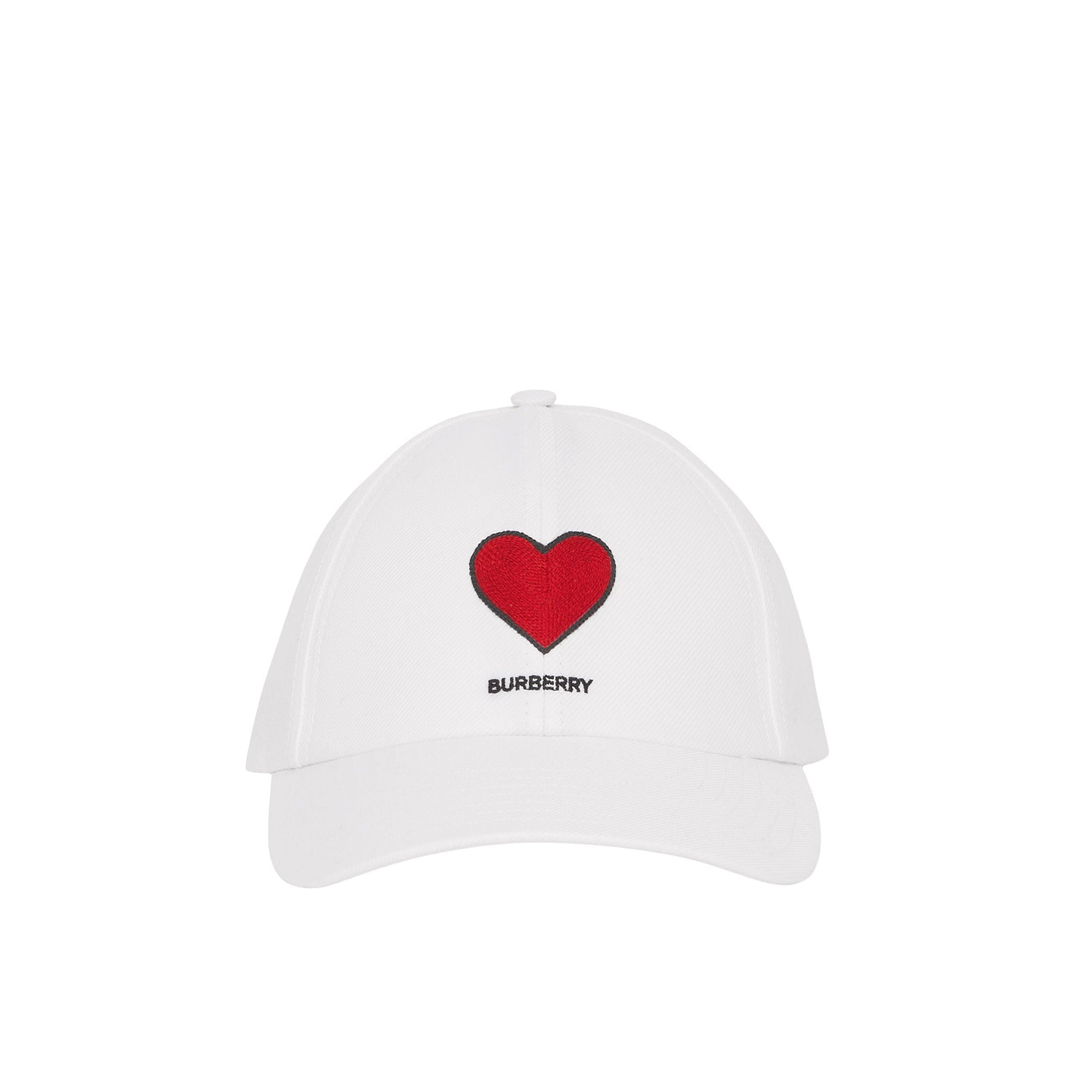 Casquette de baseball en gabardine de coton à motif cœur - White