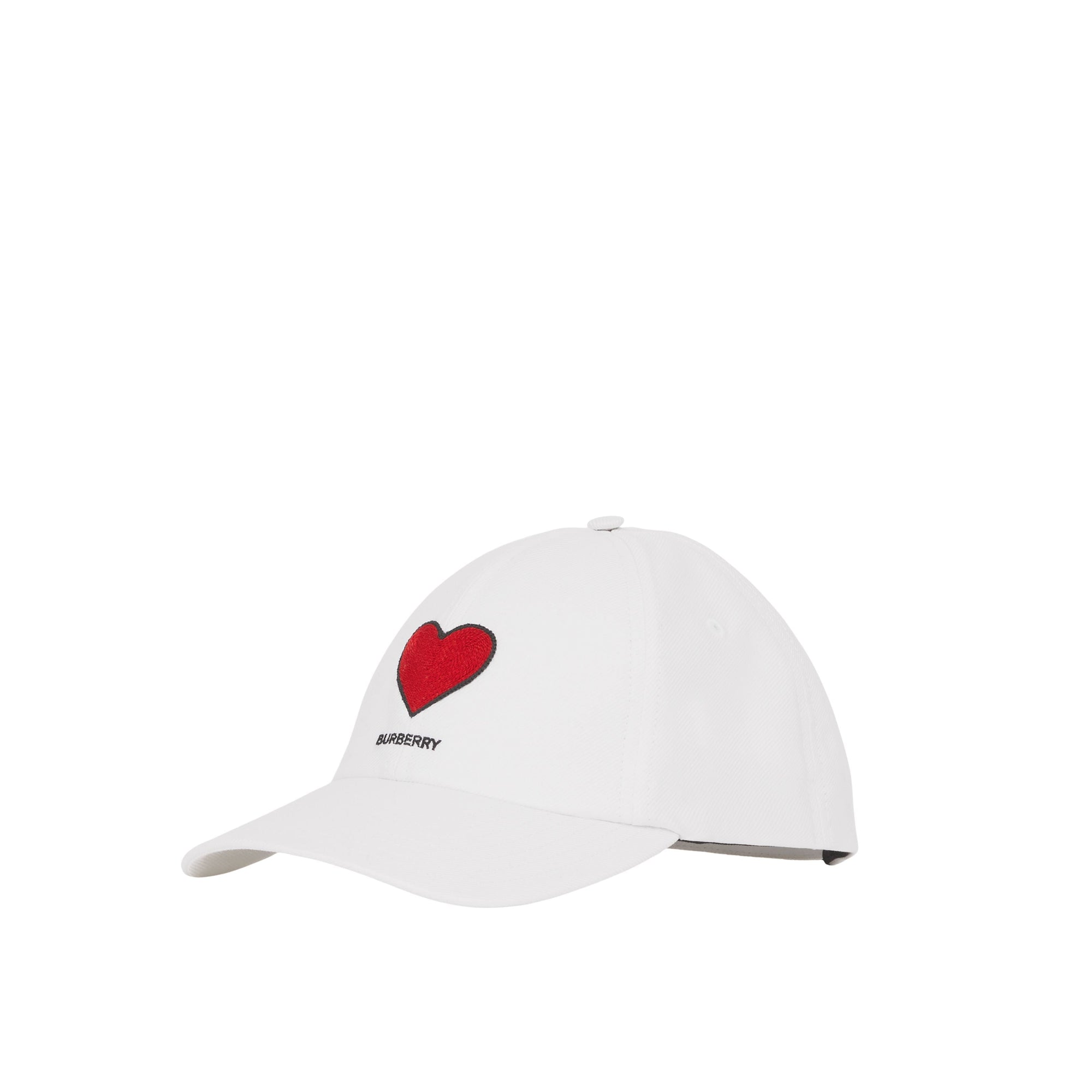 Casquette de baseball en gabardine de coton à motif cœur - White